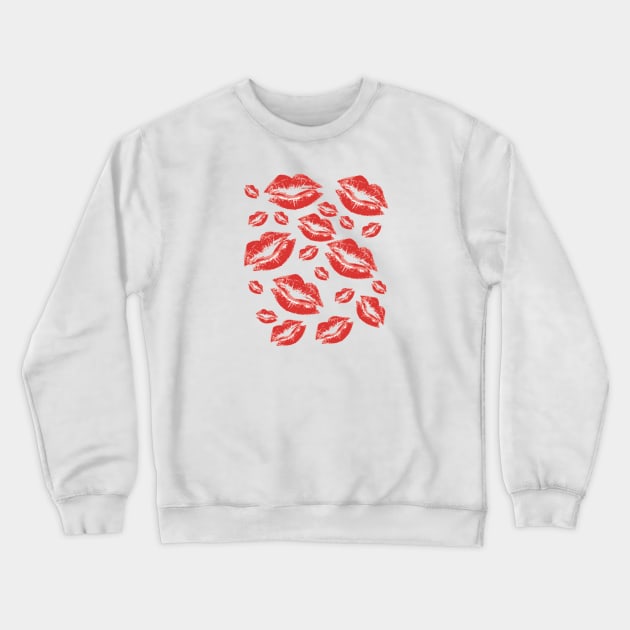 Cover Me In Kisses Playful Red Lipstick Flirtatious Fun Crewneck Sweatshirt by taiche